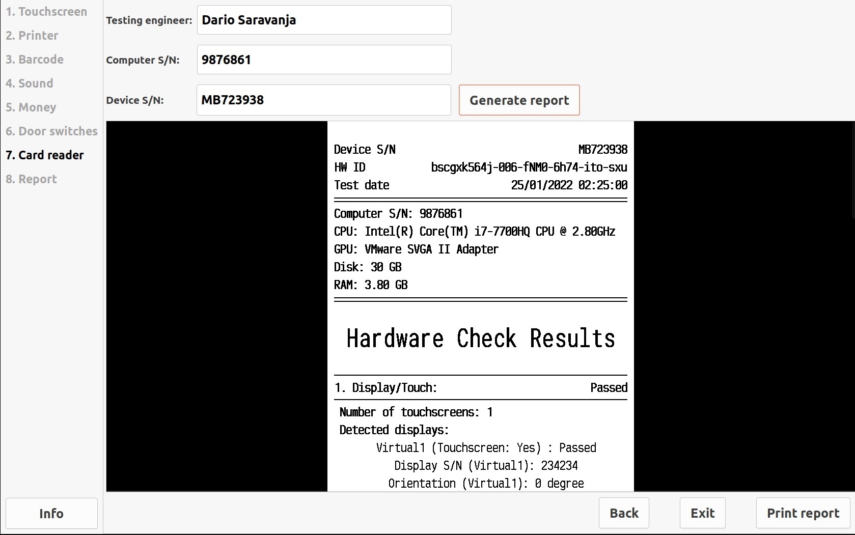 Hardware Check Results