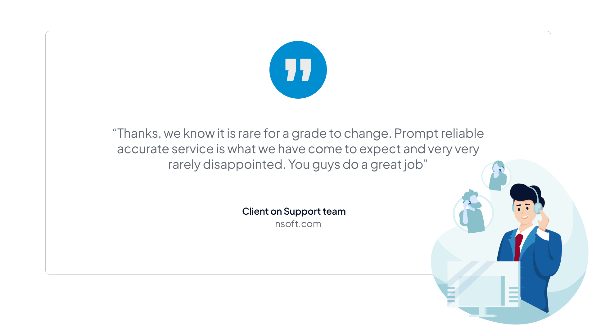 Support - client testimonial